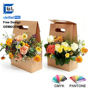 Emballage floral, fournitures pour fleuristes, paniers, sacs cadeaux en papier multi-usages pour la remise des diplômes, la Saint-Valentin, avec poignée, boîtes à fleurs pour bouquets - Product Image 1