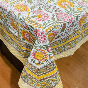 Nappe en coton imprimée rectangle la plus récente couverture de table en coton tissée à la main nappe imprimée rajasthani à vendre - Product Image 1
