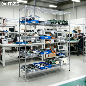 MZG Customized Heavy Duty Mobile Carbon Steel <b>Wire</b> <b>Shelving</b> Rack Multi Tier Storage Rack for Workshop Production Line - Product Image 1