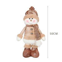 SOTE nouveau Design debout bonhomme de neige portant paillettes chapeau écharpe marron clair jambes rétractables décorations de noël