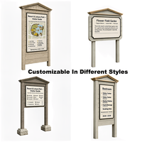 Panneau d'information horizontal QJ QJ-MDX007A personnalisé à double colonne, finition imitation bois, pour jardin, parc, station balnéaire, zone touristique, affichage extérieur