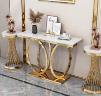 Console de luxe en acier inoxydable et marbre pour hall d'entrée, table de contrôle, table d'entrée, table pour mobilier de famille, hôtel, salon