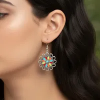 Boucles d'oreilles pendantes tendance pour femme, style western bohème, en alliage plaqué argent antique, bijoux vintage à la mode, cadeaux