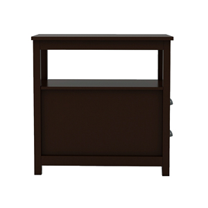 Mesa auxiliar estrecha con dos cajones y estante abierto, color marrón - Product Image 4