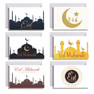 La luna y las estrellas tarjetas con sobres 6 unids/set Eid Mubarak Ramadán decoración invitación tarjeta de felicitación Ramadan regalo