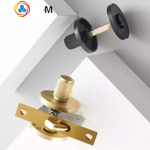 Solid Brass Sliding <b>Door</b> Privacy Lock <b>Brushed</b> Black Finish Bathroom Pocket <b>Door</b> Hardware OEM - Product Image 4