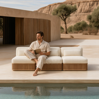 Ensemble de canapés modernes pour l'extérieur, chaise de loisirs, meubles de luxe en teck pour patio, balcon, jardin, imperméable et durable