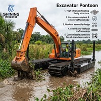 Châssis amphibie en acier au manganèse pour excavatrice, avec pontons et patins, vente en gros
