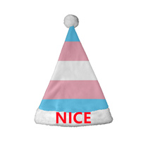 Chapeau de Noël personnalisé en polaire corail doux, motif drapeau arc-en-ciel de fierté polygenre, pour événements Pride et fêtes costumées d'Halloween