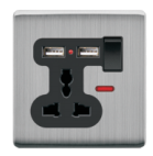 Panneau en acier inoxydable, style britannique, 4 interrupteurs, 2 voies, pour usage domestique