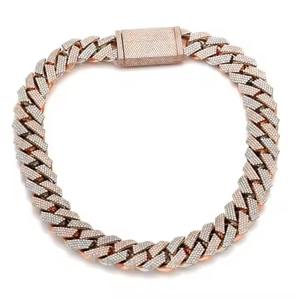 Joyería de Hip Hop, cadena de eslabones cubanos de diamante completo, Joyería de diamantes cultivados en laboratorio con cadena de oro rosa de 14 quilates para hombres - Product Image 3