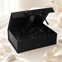 Boîte d'emballage cadeau pliable en carton rigide magnétique sur mesure pour vêtements, chaussures, chaussettes, avec ruban, matériaux recyclés, design portable