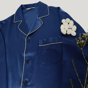 <span class=keywords><strong>Pigiama</strong></span> da <span class=keywords><strong>Uomo</strong></span> in Seta 100% Blu 19mm, Abbigliamento da Notte in Seta per <span class=keywords><strong>Uomo</strong></span> - Product Image 5