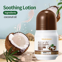 Déodorant anti-transpirant à la noix de coco en roll-on, marque privée, rafraîchissant, contrôle des odeurs, non gras, parfum corporel portable