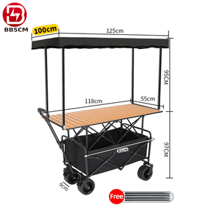 Chariot de pique-nique pliable à quatre roues, réglable, avec table et pare-soleil, idéal pour le camping et les événements – Vente chaude - Product Image 1