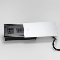 Boîte de prise de courant de bureau universelle en alliage d'aluminium, usage industriel et hospitalier, ouverture coulissante, port USB, courant nominal 10A, dissimulée pour la maison