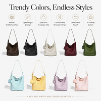 Handgemaakte Intrecciato tas van zacht PU leer, veganistisch leer, grote capaciteit, schoudertas/crossbody tas voor dames, lente 2026.