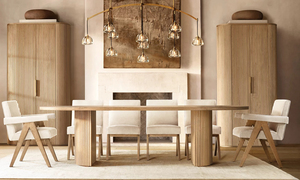 Fauteuil de salle à manger en bois de chêne géométrique, design à pieds en V, inspiré du style du milieu du siècle, pour projets hôteliers et de villas de luxe - Product Image 3
