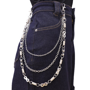 Chaîne de pantalon multicouche en métal style Hip Hop Punk Yueli pour homme, chaîne de taille tendance urbaine en alliage de zinc avec design de verrouillage, pour tenue décontractée - Product Image 1