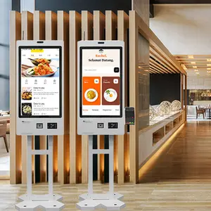 Crtly Restaurant 23" Order Touch Screen Self Service Terminal Food Ordering Machine Countertop Bill Payment Kiosk Ticket Kiosk