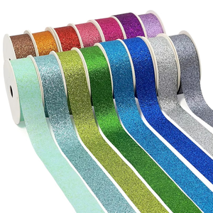 Pita Natal DIY dekoratif metalik berkilau Multi Warna 1-150cm 1.5 inci 3 inci poliester mengkilap pita gulungan - Product Image 1