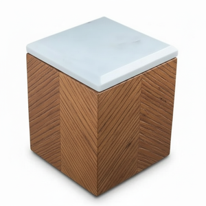 Boîte de rangement en bois et en marbre pour accessoires de cuisine à domicile Dabba Bocal hermétique pour fruits et légumes 5x5x8 pouces - Product Image 1