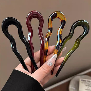Horquilla para el pelo en forma de U de moda, de acetato acrílico con efecto caparazón de tortuga, accesorio geométrico para el cabello, palillos para el pelo, accesorios para el cabello para mujeres y niñas - Product Image 2