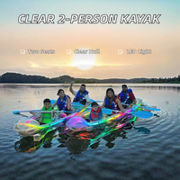 Kayak gonflable transparent pour 2 personnes, double siège, pliable, accessoires, bateau en PVC, garantie 1 an, Wonflex 3.1-4m, respectueux de l'environnement