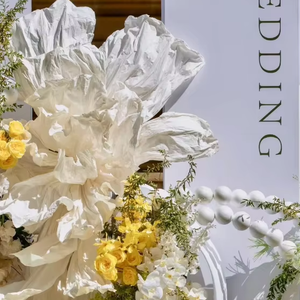 Nouvelle conception de toile de fond de mariage, décoration murale suspendue au plafond, fleur géante <span class=keywords><strong>en</strong></span> papier, soie, <span class=keywords><strong>organza</strong></span>, installation artistique, décoration de scène, toile de fond - Product Image 1