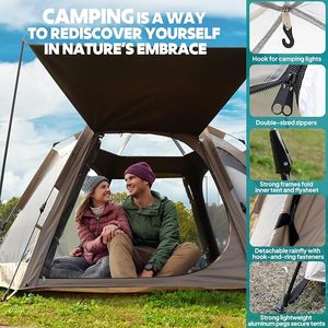 Tente de camping automatique OEM, tente hexagonale avec 2 portes et <span class=keywords><strong>4</strong></span> fenêtres, imperméable, protection solaire, tente de camping familiale - Product Image 6