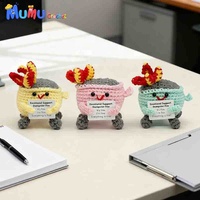 Boneka Rajut Lucu Dumpster Fire untuk Dukungan Emosional, Buatan Tangan, Positif dengan Kartu, Teman Meja, Hadiah Unik untuk Menghilangkan Stres di Kantor