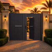 Porte de villa double en aluminium DMJ-MZ007 avec portillon, finition thermolaquée, robuste, pour entrée de villa