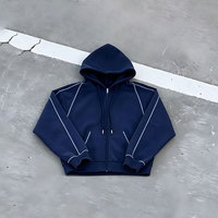 Ensemble de survêtement d'hiver tricoté surdimensionné imprimé vintage personnalisé OEM, avec sweat à capuche et pantalon de survêtement, fermeture éclair noire, 100% coton épais