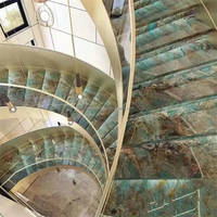 Carreaux d'escalier en pierre naturelle de luxe pour villa, appartement, escaliers intérieurs droits, revêtement de sol, décoration intérieure