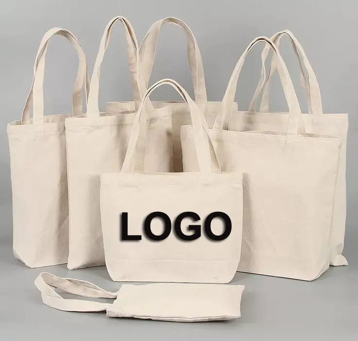 Kişiselleştirilmiş özel logo baskılı alışveriş çantası çantası çevre dostu dayanıklı tuval pamuk boş düz alışveriş çantası