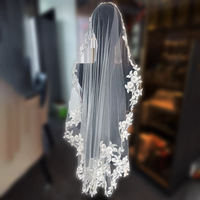 Aksesoris Pernikahan ROMANTIS, Kerudung Bunga Pendek Satu Lapis, Kerudung Pengantin Elegan Berbahan Renda