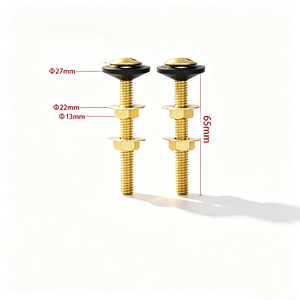 Kit de vis de fixation pour réservoir de toilettes en laiton 5/16*65MM, écologique et moderne, avec rondelles en caoutchouc - Product Image 1
