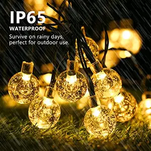 Solar String Lights Outdoor With Remote 36 Feet 60 Crystal Globe Waterproof LED Fairy Lights 8 Modes Outdoor Patio Light