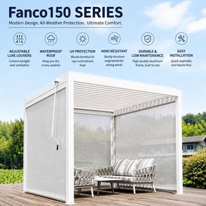 Pérgola de Jardín con Techo Ajustable de <span class=keywords><strong>3x3</strong></span> Metros, con Toldo Impermeable, Protección UV, <span class=keywords><strong>Mosquitera</strong></span> y Protección Contra el Viento - Product Image 1