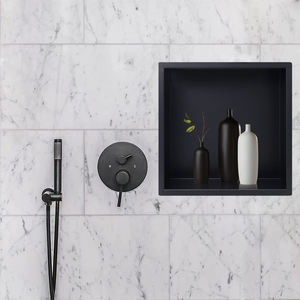 <span class=keywords><strong>Nicho</strong></span> Empotrado para <span class=keywords><strong>Ducha</strong></span> de Acero Inoxidable 304, 305x305x100mm, Negro Mate, Blanco, para Almacenamiento en el Baño, Sin Necesidad de Azulejos - Product Image 1