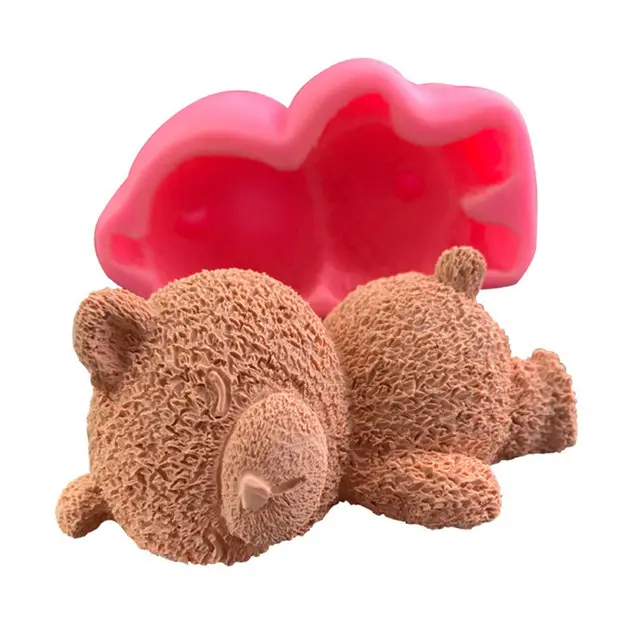 Y428 Handmade 3D sleeping bear silicone mousse mold DIY silicone bear cake mould