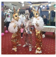 Haute qualité HOMMES FEMMES Or lapin miroir costume Acrylique Performa Stage Show Halloween fête cosplay costumes
