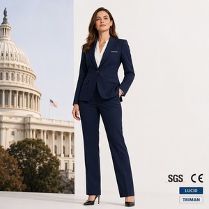 Ensemble <span class=keywords><strong>tailleur</strong></span> classique pour femme, coupe droite, <span class=keywords><strong>pantalon</strong></span> et blazer ajustés, couleur unie, style Washington DC Capitol, personnalisable, vente en gros - Product Image 1