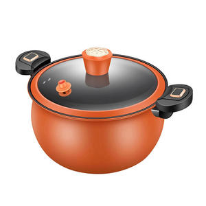 Casserole à soupe antiadhésive Hermes Orange avec couvercle, doubles poignées, cuisson à la vapeur, multifonctionnelle, autocuiseur, capacité 1L - Product Image 2