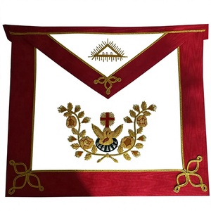 Handmade Bullion Wire Scottish Rite 18 Degree Leather Apron Kit <b>Pink</b> Ribbon with Embroidered Logo Sanitary Use - Product Image 1