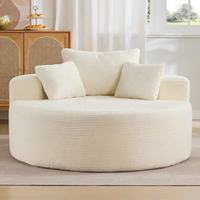 Sofá Cama Inflable Redondo Extra Grande de Corduroy, Sillón Moderno con Cojines Decorativos para Sala de Estar, Hotel o Espacios Pequeños