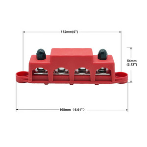 บล็อกจ่ายไฟแบบสตั๊ด 4 ขา รุ่น RV Yacht Busbar M8 M10 สีแดงดำ ขั้วต่อทองแดง - Product Image 2