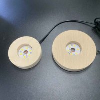 Lumière de décoration à affichage rond led en bois, boule de cristal 3d, base de lampe pour enfants, veilleuse