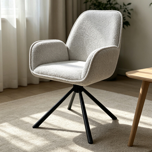 <span class=keywords><strong>Chaise</strong></span> de salle à manger pivotante avec accoudoirs, mobilier de maison moderne, siège rembourré en tissu velours Teddy, <span class=keywords><strong>chaise</strong></span> polyvalente pour îlot de cuisine ou comptoir - Product Image 1