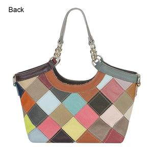 Sac à main AndoBag en cuir véritable à carreaux avec surpiqûres colorées, sacoche élégante à poignée supérieure, sac bandoulière pour femme 1819 - Product Image 2